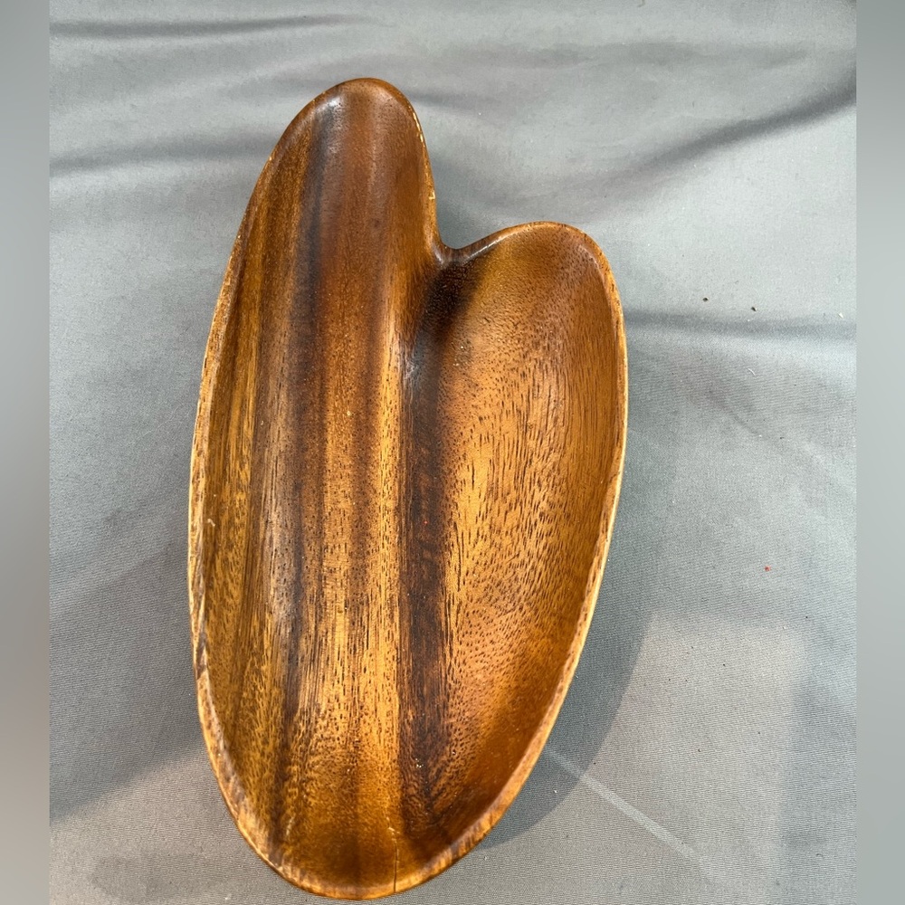 Mid Century Modern Monkey Pod Wooden Bowl 1970s Tiki Bar, Nut Bowl, Vintage